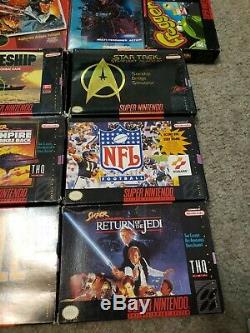 10 SNES Super Nintendo & 4 Nes Nintendo Game Box Lot