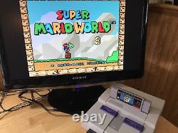 1991 Super Nintendo SNES Mario World Early BOX Set Early FIRST Print TESTED NICE