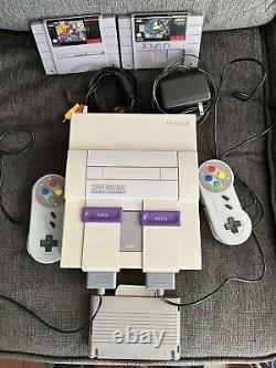 1991 Super Nintendo SNES SNS-001 Console W All Accessories, 2 Games, Cleaner