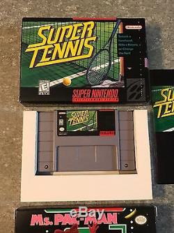 2-CIB SNES CIB Video Games Ms. Pac-Man & Super Tennis -Super Nintendo- Like N