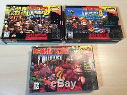CIB Donkey Kong Country snes Games 1 2 3 Complete Super Nintendo