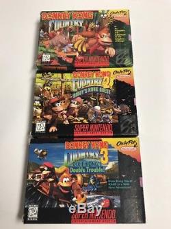 Donkey Kong Country 1 + 2 + 3 SNES Super Nintendo CIB Complete Lot