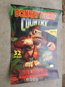 Donkey Kong Country Poster SNES Super Nintendo Video Store Game 1994 Promotional