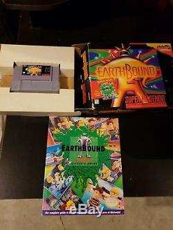 Earthbound Complete CIB SNES Super Nintendo with Box Guide, Sticker Cards Attached