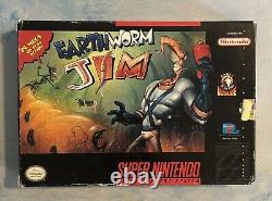 Earthworm Jim (Super Nintendo, Snes 1994) Cib Complete Authentic Cleaned Tested