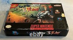 Earthworm Jim (Super Nintendo, Snes 1994) Cib Complete Authentic Cleaned Tested
