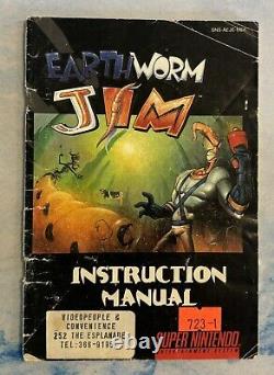 Earthworm Jim (Super Nintendo, Snes 1994) Cib Complete Authentic Cleaned Tested