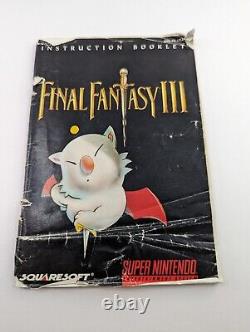 Final Fantasy III (Super Nintendo SNES) Almost Complete Authentic Nice Cart