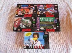 Lot of 5 CIB Super Nintendo Games - NBA, Tennis Tour, PGA Tour Golf etc. SNES