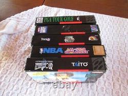 Lot of 5 CIB Super Nintendo Games - NBA, Tennis Tour, PGA Tour Golf etc. SNES