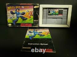 Mega Man Soccer (Super Nintendo, 1994) SNES Complete Worn FAIR