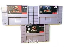 Mortal Kombat 1 2 3 Lot of Super Nintendo Games Authentic Tested Working SNES