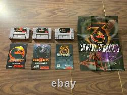 Mortal Kombat I+II+III, 1+2+3 (Super Nintendo, SNES) Authentic games + manuals