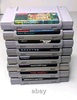 Nintendo SNES Bundle 8 Games + 2 Controllers, Super Mario Kart, Tested Works