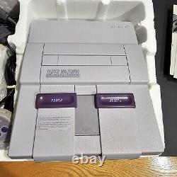 Nintendo SNES Super Nintendo Console Gray with Box & Super Mario World TESTED