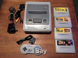 Nintendo Super Famicom 60Hz SNES Console +cords+ 4 games Kart, Street Fighter