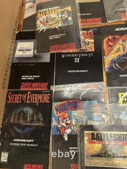 OVER 75+ Nintendo SNES Super Nintendo Manuals Lot Bundle Mega Man, Mario, Zelda