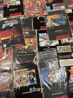OVER 75+ Nintendo SNES Super Nintendo Manuals Lot Bundle Mega Man, Mario, Zelda