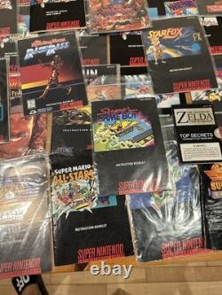 OVER 75+ Nintendo SNES Super Nintendo Manuals Lot Bundle Mega Man, Mario, Zelda