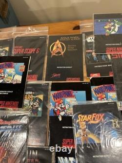 OVER 75+ Nintendo SNES Super Nintendo Manuals Lot Bundle Mega Man, Mario, Zelda