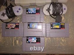 Original SNES Super Nintendo Console with 5 Games Controllers Cords And Mouse