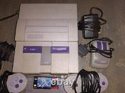 Original SNES Super Nintendo Console with 5 Games Controllers Cords And Mouse