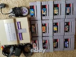 Original Super Nintendo Entertainment System SNES Console with 12 Games Lot