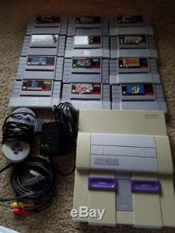 Original Super Nintendo Entertainment System SNES Console with 12 Games Lot