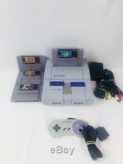 Original Super Nintendo SNES Console Bundle W 4 Games, Super Mario World, Zelda