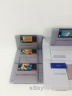 Original Super Nintendo SNES Console Bundle W 4 Games, Super Mario World, Zelda