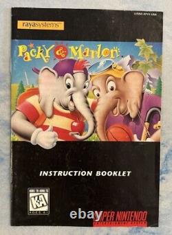 Packy & Marlon (SNES, Super Nintendo) Game Manual Box Extremely Rare Tested