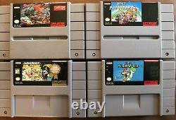 SNES 4 Games Lot Mario World, All Stars, Kart, Street Fighter 2 Super Nintendo