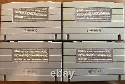 SNES 4 Games Lot Mario World, All Stars, Kart, Street Fighter 2 Super Nintendo