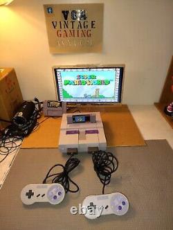 SNES Console Bundle Super MarioKart & Super Mario World 2 Controllers & Hookups