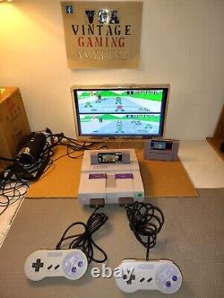 SNES Console Bundle Super MarioKart & Super Mario World 2 Controllers & Hookups