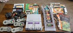 SNES Super Nintendo Bundle 11 Games, 5 controllers, Cleaning cartridge, manual