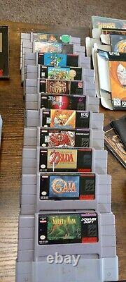 SNES Super Nintendo Bundle 11 Games, 5 controllers, Cleaning cartridge, manual