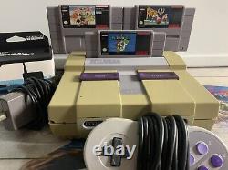 SNES Super Nintendo Console Bundle With Super Mario World & More Authentic Tested