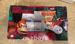 SNES Super Nintendo Donkey Kong Country Set WithBox, Console, Game, OEM Cables CIB