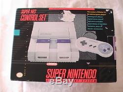 SNES Super Nintendo System Console In Box with Super Mario World Works Great