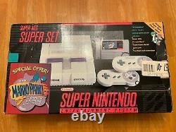 SNES Super Nintendo System Console Super Mario World Set Complete In Box