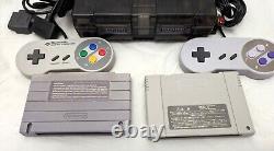 SNES Super Nintendo Transparent Smoke Console Bundle 2 Games Controllers GREAT