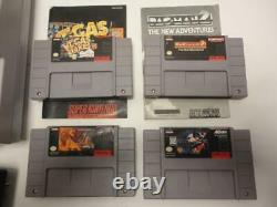 SNES Super Nintendo Video Game System Bundle with 2 Controllers & 4 Games WORKS