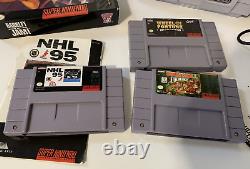 SUPER NINTENDO SNES Orignal Game CONSOLE, Cords, 2 Controllers, 4 Games TESTED