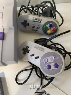 SUPER NINTENDO SNES Orignal Game CONSOLE, Cords, 2 Controllers, 4 Games TESTED