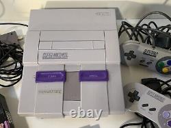 SUPER NINTENDO SNES Orignal Game CONSOLE, Cords, 2 Controllers, 4 Games TESTED