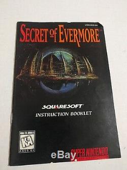 Secret of Evermore (Super Nintendo SNES, 1995) Complete with Poster Map GOOD H