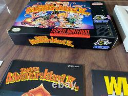 Super Adventure Island II 2 (Super Nintendo, SNES) Complete in box +Poster +Reg