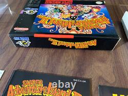 Super Adventure Island II 2 (Super Nintendo, SNES) Complete in box +Poster +Reg