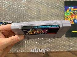Super Bomberman 1 (cart) + 2 (with manual) Super Nintendo, SNES LOT - Authentic